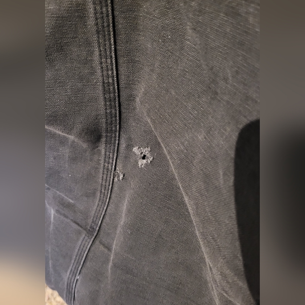 Carhartt ***WORK JACKET-HAS SOME HOLES*** Gray-Brown Lined Canvas Work Jacket - Picture 4 of 13